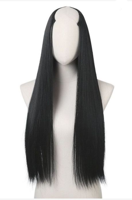 extensii de par NEGRE drepte 80 cm, 5 clipsuri, imită par natural, NOI