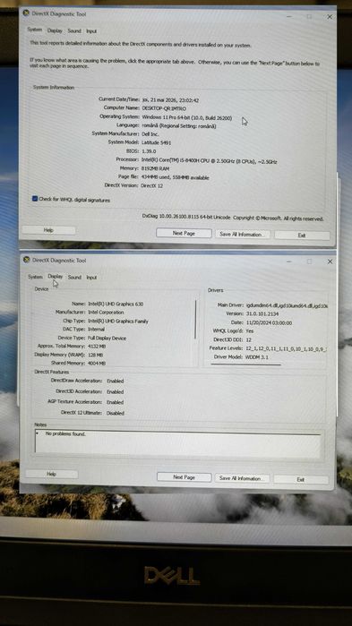 Laptop DELL 5491 (Intel i5-8400H, 8GB RAM, SSD 256GB)