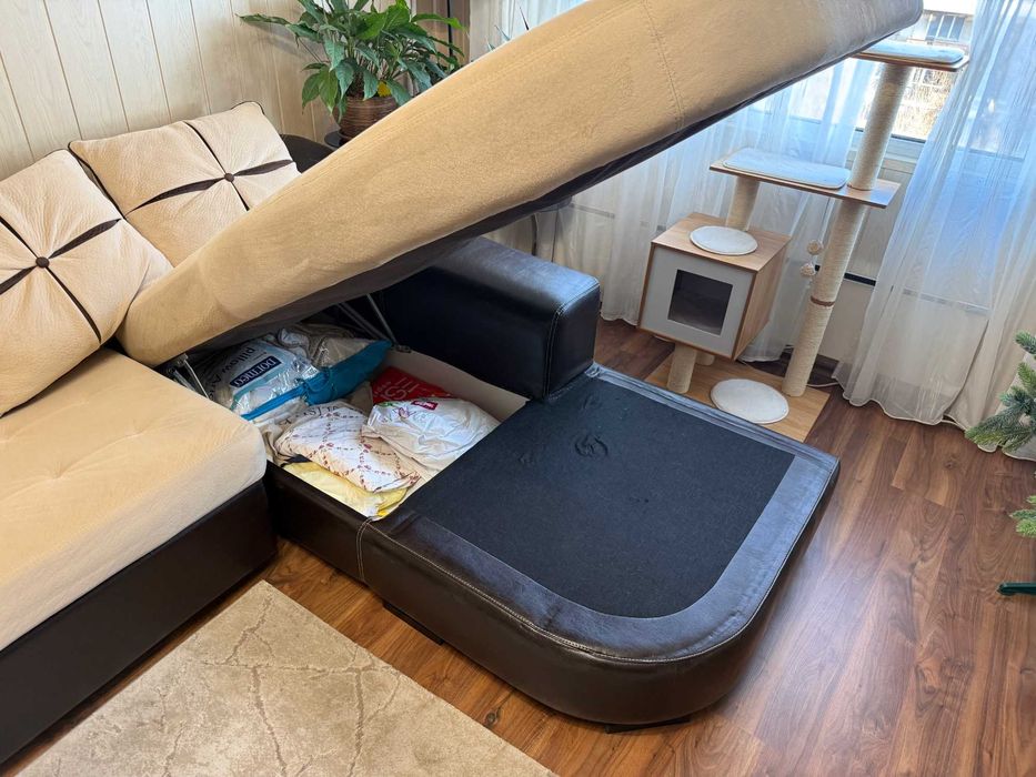 Ъглов диван НАНИ ХОЛИВУД с функция сън и ракла