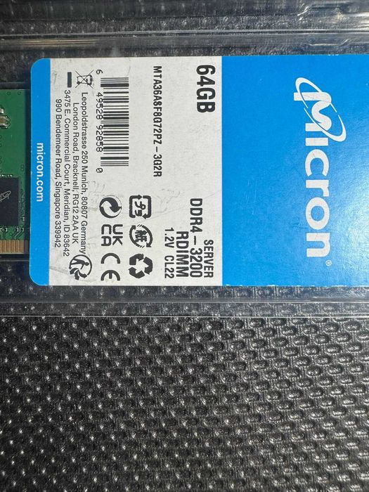 Memorie RAM Server Micron 64GB DDR4 3200MHz ECC RDIMM Server Workstation