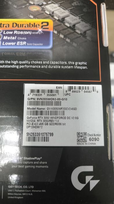 Видеокарта RTX 3050 6Gb