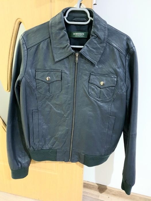 Geaca piele bleumarin