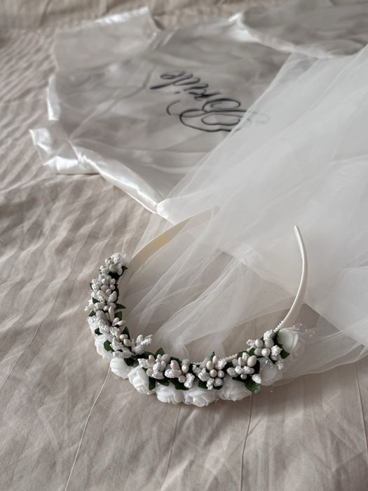 Булченски халат Bride и диадема було