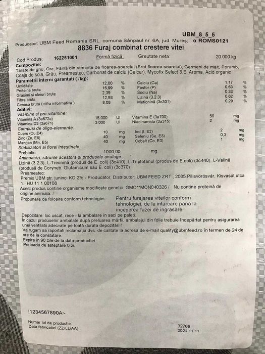 Furaj Profesional Granulat pentru Miei, sac 20 kg