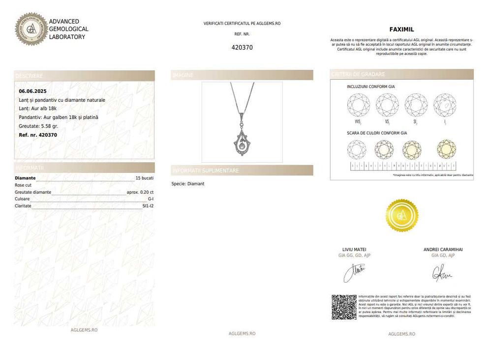 Lanț cu pandantiv Belle Époque din aur bicolor și platină, cu diamante