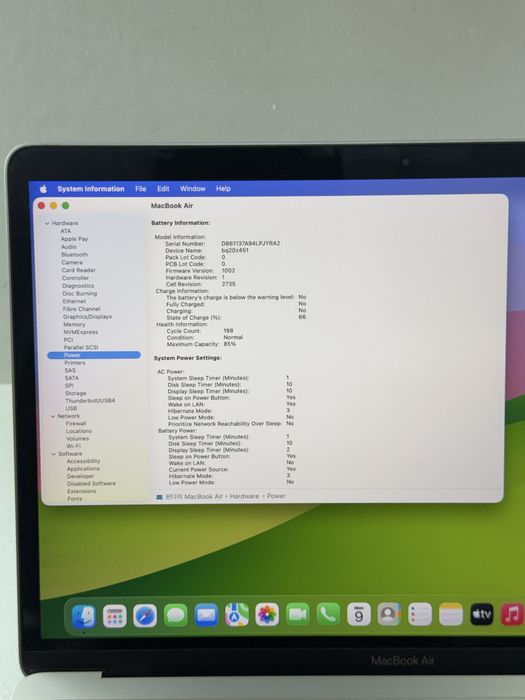 MacBook Air  M1 full box 85% yonks
