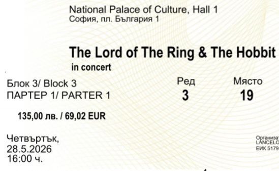 Билети за The Lord of The Ring & The Hobbit in Concert