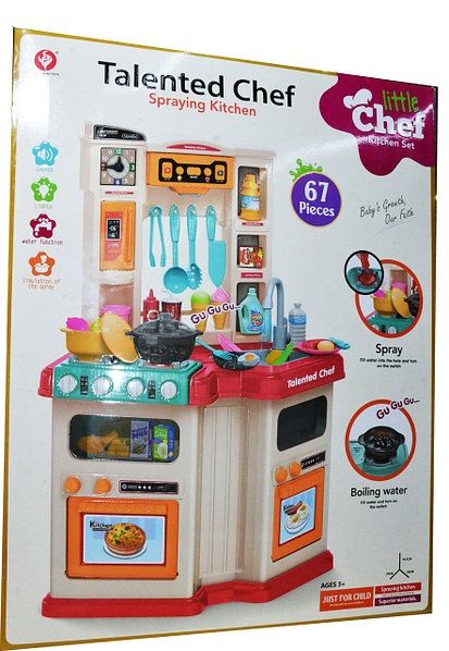 922-110 Кухня розовая Talented Chef мойка с водой, плита с имитацией к