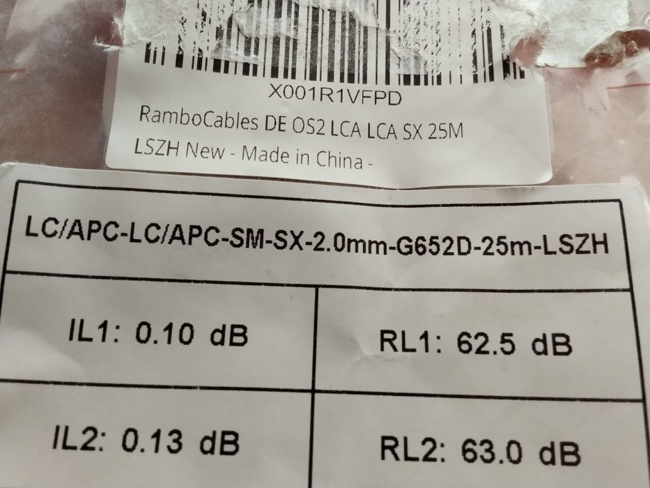 чисто нов 25метра оптичен кабел за оптичен интернет и оптичен рутер
