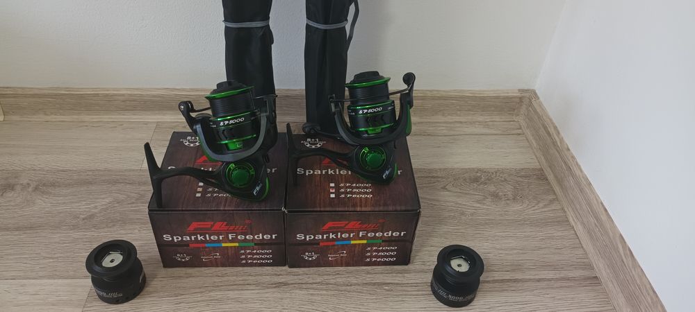 SET 2 Feedere FL Aqua Feeder 3.60 + 2 Mulinete FL Sparkler 5000