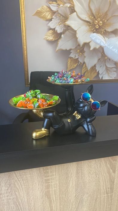 Статуэтка французский бульдог с подносом, декор