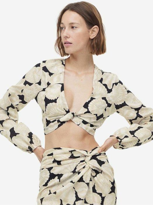 H&M ленен кроп топ