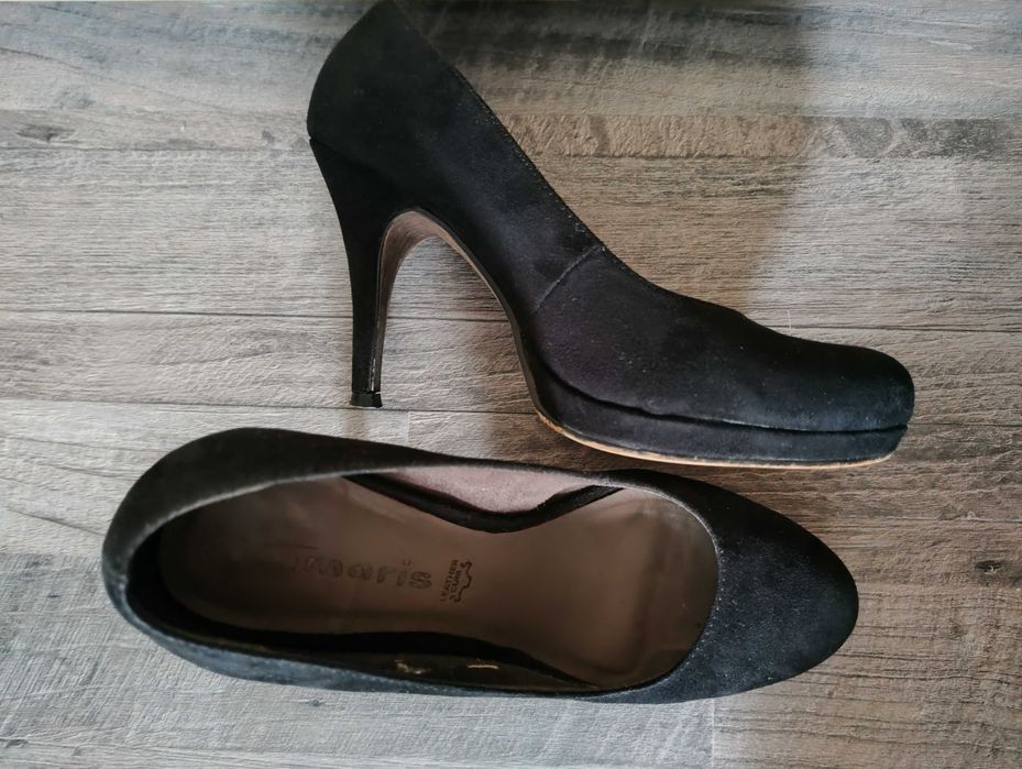 Pantofi negri Tamaris nr38 piele întoarsă