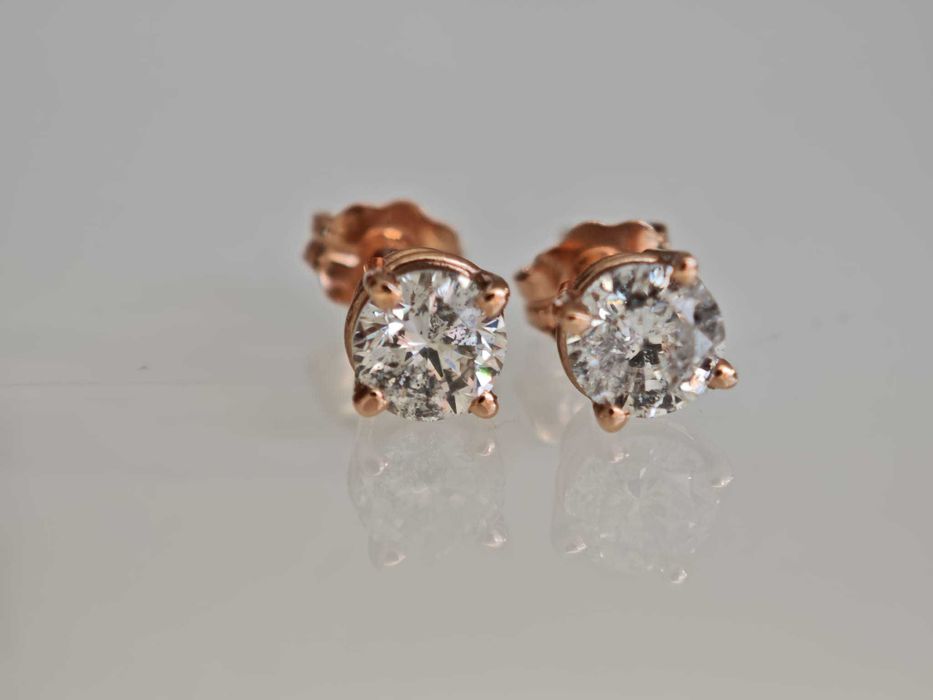 Cercei aur roz 14k cu diamante naturale