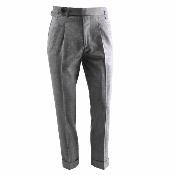Мужские серые премиум брюки из тропической шерсти (Naples style)