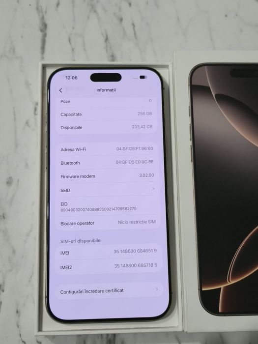 Vand/Schimb iPhone 16 Pro Max 256gb