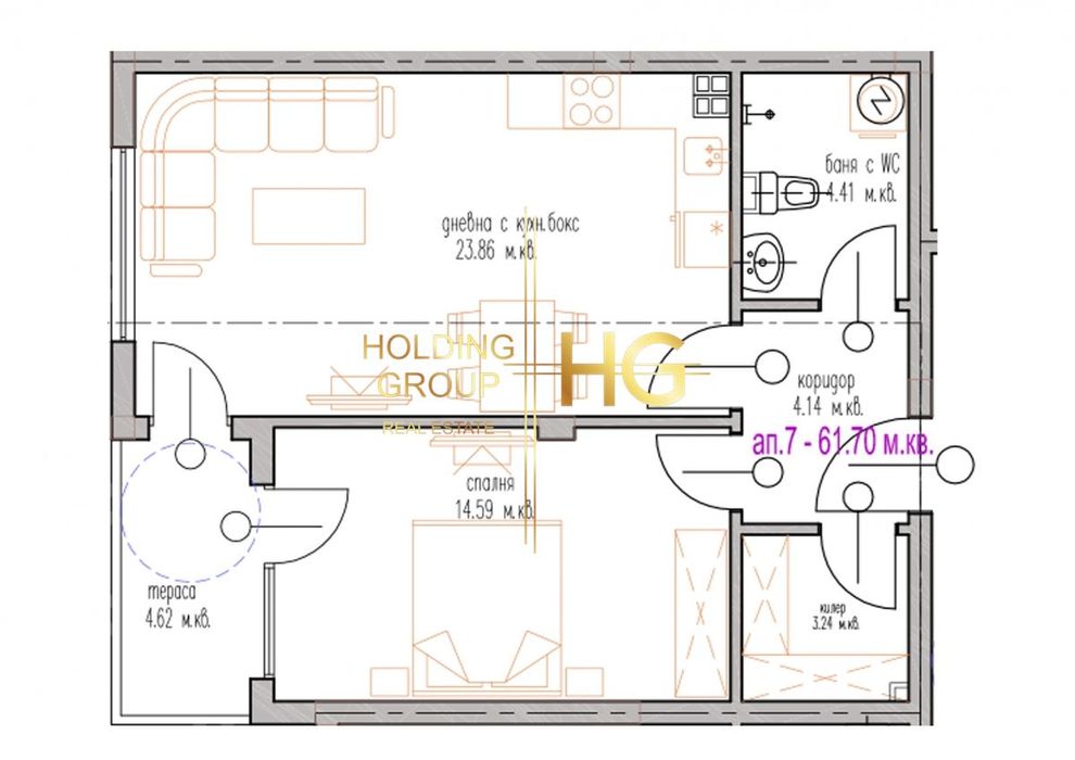 Продава се Двустаен апартамент в Варна, м-т Траката - 68 кв.м за 1248 €/кв.м - Снимка #2