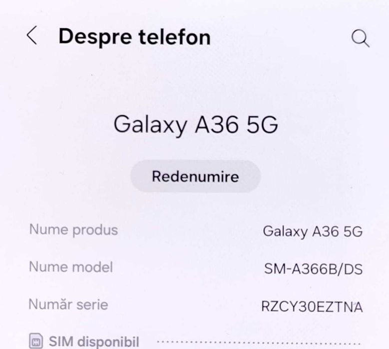 Telefon Samsung A36 5G  128GB/6GB  (AG35 B 35216) Garantie 2ani!