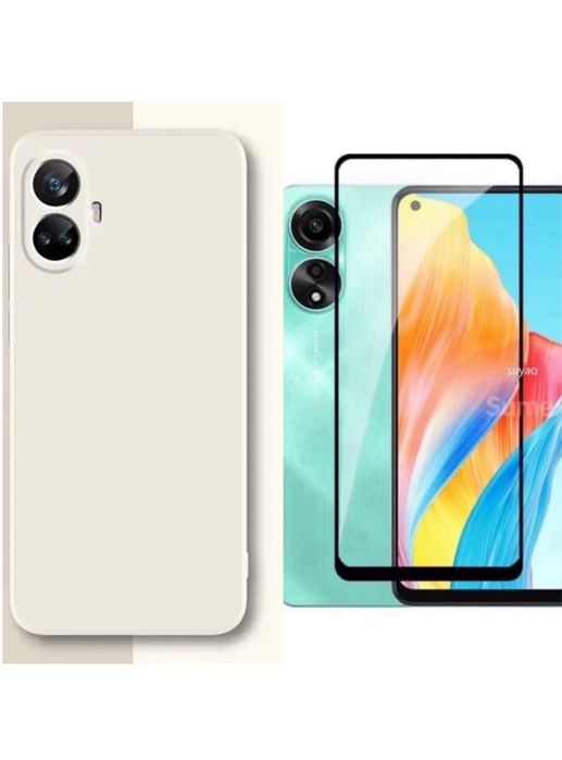 Husa Soft Liquid Catifea si Folie Sticla OPPO A38/A58/A78/A98/A79/A59