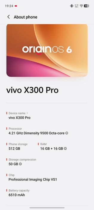 Vivo X300 Pro Global 16 GB 512  Stocare Impecabil