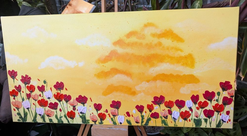 Tablou cu Maci si apus