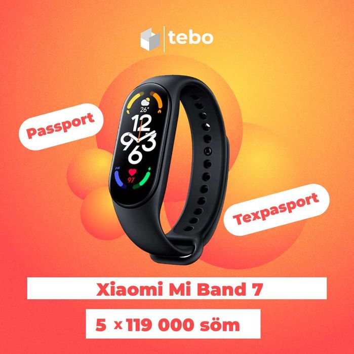 Xiaomi Mi Band 7  qo'l soati muddatli tolovga  5 oy 119 000 dan