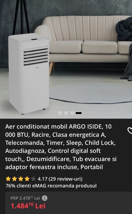 Aer conditionat portabil Argo folosit f putin