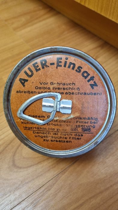 Filtru Masca de  Gaze WW2  AUER EINSATZ Germania  SIGILAT  1942