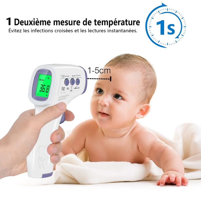 Termometru cu infraroșu Fără contact Ecran LCD cu funcție de memorie – Alb