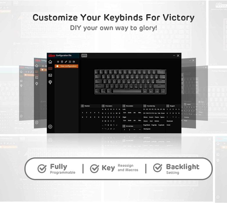 RK ROYAL KLUDGE RK61 Tastatură mecanică wireless 60% Bluetooth 61taste