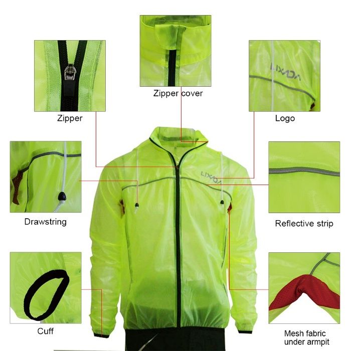 Geaca ploaie noua ciclism S M XXL XXXL Verde alba foita impermeabila