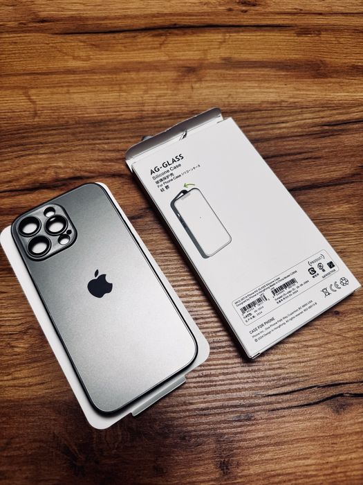 Husă nouă din silicon și sticlă pentru Iphone 16 Pro Max Titanium Grey