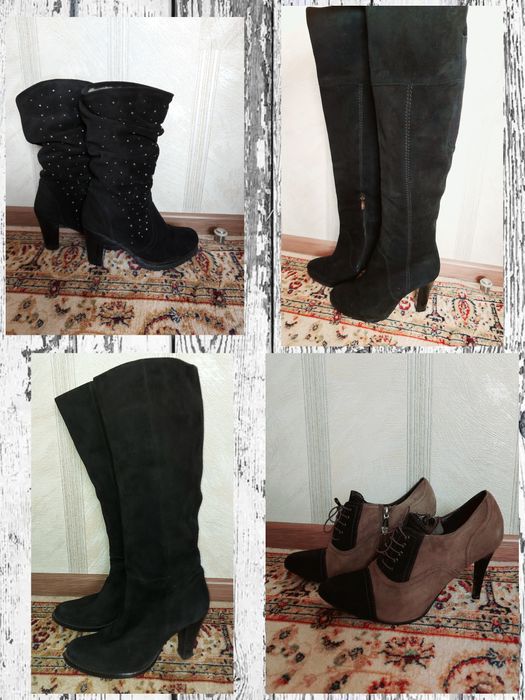 Замшевые ботфорты. 36-37 размер.