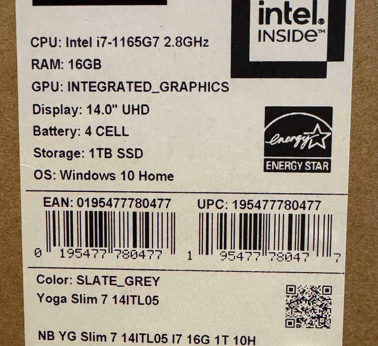 Lenovo Yoga Slim 7 – i7-1165G7–16GB–1TB–Перфектен – Fabric Edition