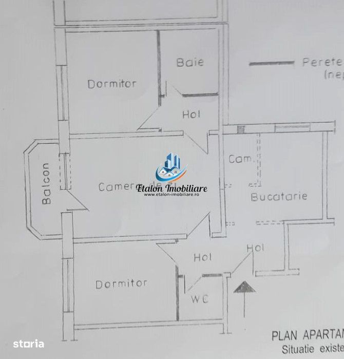 Apartament 3 camere semidecomandat, etaj 3/ LIFT/ Orion Darmanesti