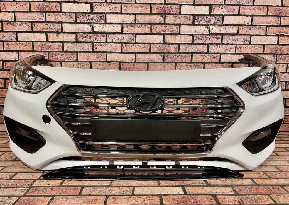 Бампер передний белый Акцент/СолярисAccent/Solaris 17-19