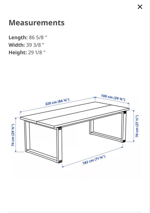 Трапезна маса дъб IKEA MÖRBYLÅNGA 220/100