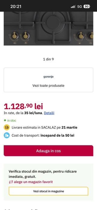 Plita pe gaz Gorenje