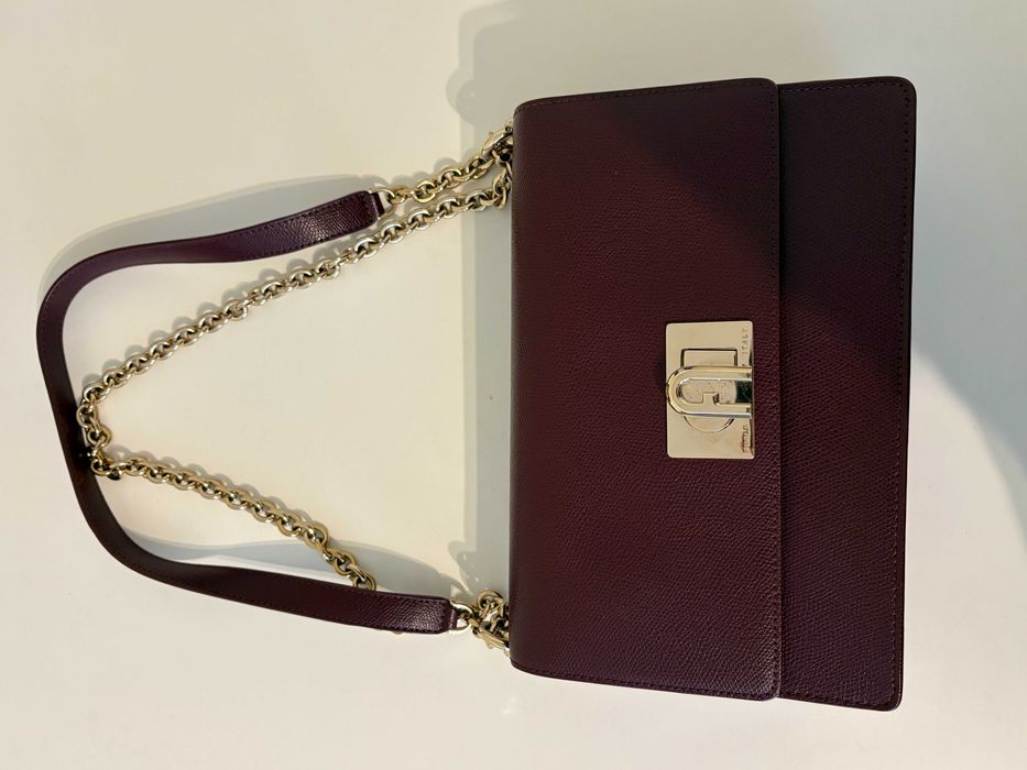 Geantă Furla 1927 crossbody, originala, piele naturală, bordeuax