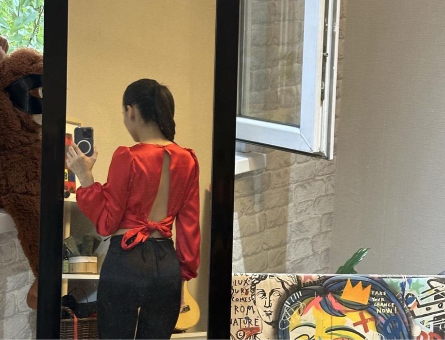 Кофта красная праздничная hand made