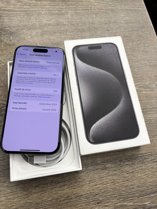 Iphone 15 pro negru, 256 gb, liber de retea
