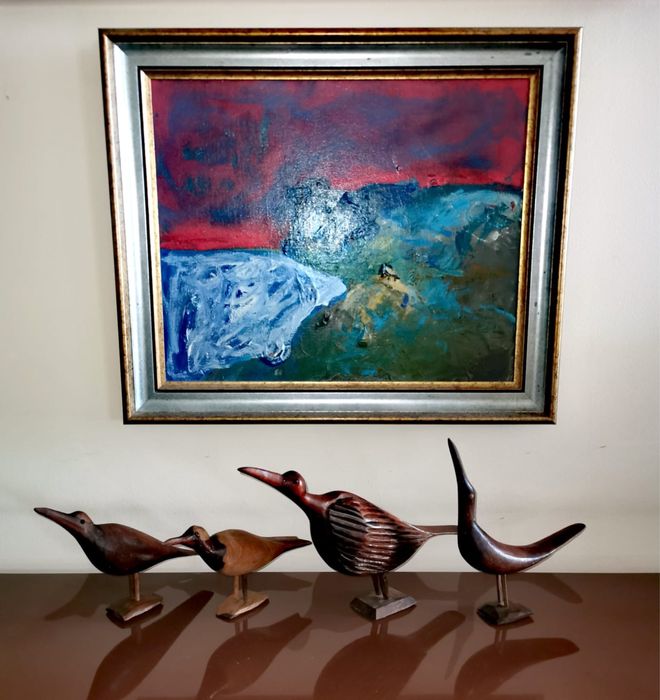 Антикварни дървени колекционерски фигури на крайбрежни птици 4 бр.