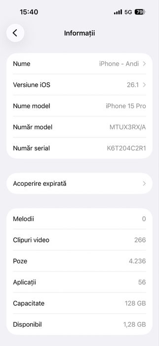 Iphone 15 Pro Titanium Gray 128GB