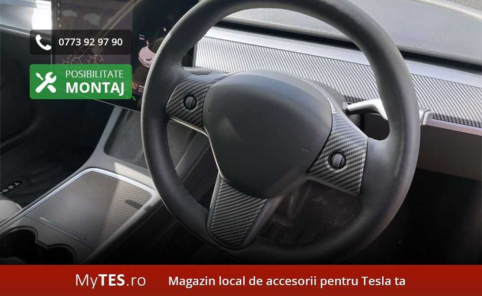 Ornamente spite volan textura fibra carbon - Tesla Model 3 / Y