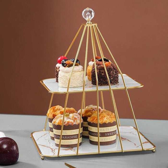 2-х уровневая стойка для кексов, башенные контейнеры для стола