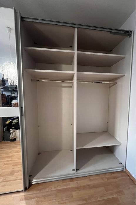 Dressing/Dulap 305/220/65 cm 2 usi culisante sticla alba/oglinda
