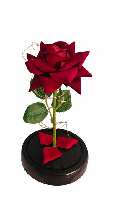 Светеща Красива роза в стъкленица с красива подаръчна кутия