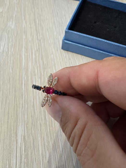 Inel aur roz 18k cu diamant si pietre model deosebit