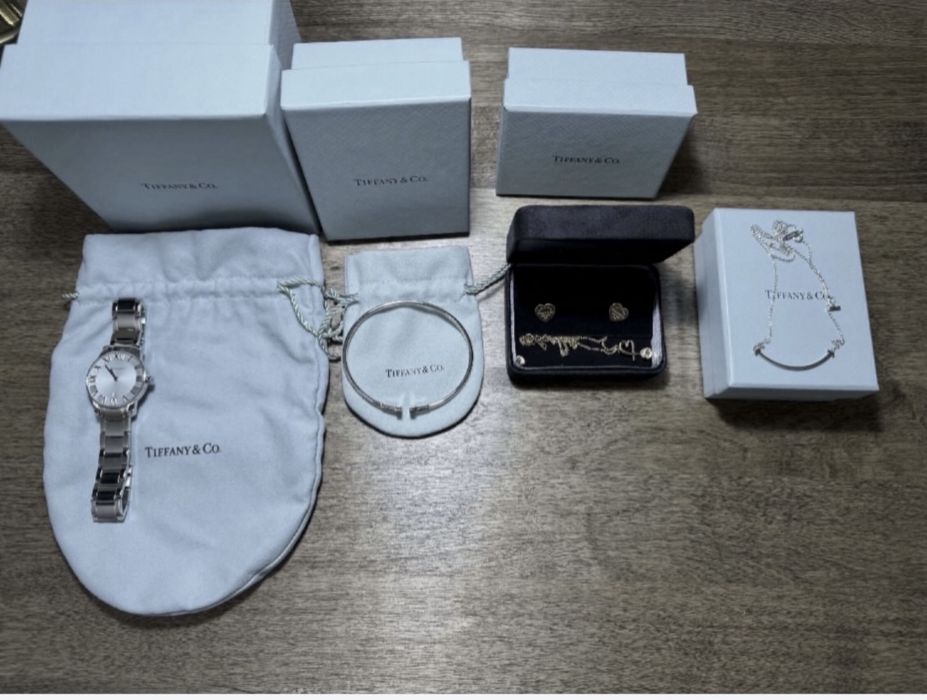 Tiffany & СО, Тиффани золото браслет, серьги, цепочка, часы