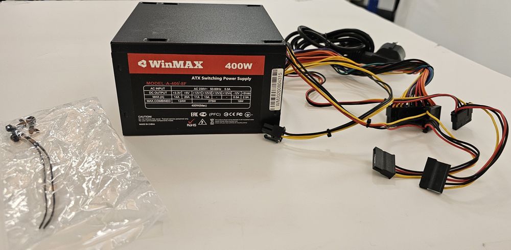 Блок питания Winmax A-400-8F, 400W, 8 см, с кабелем
